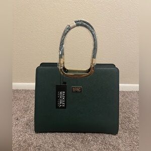 Green Badgley Mischka shoulder bag with gold details